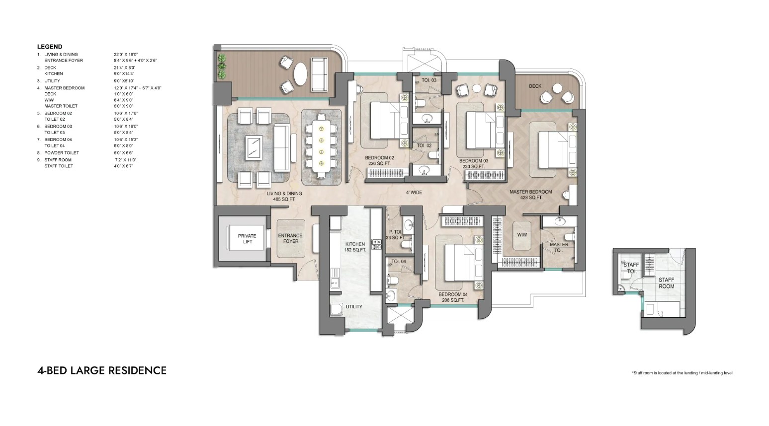 4 Bed Large floor plan