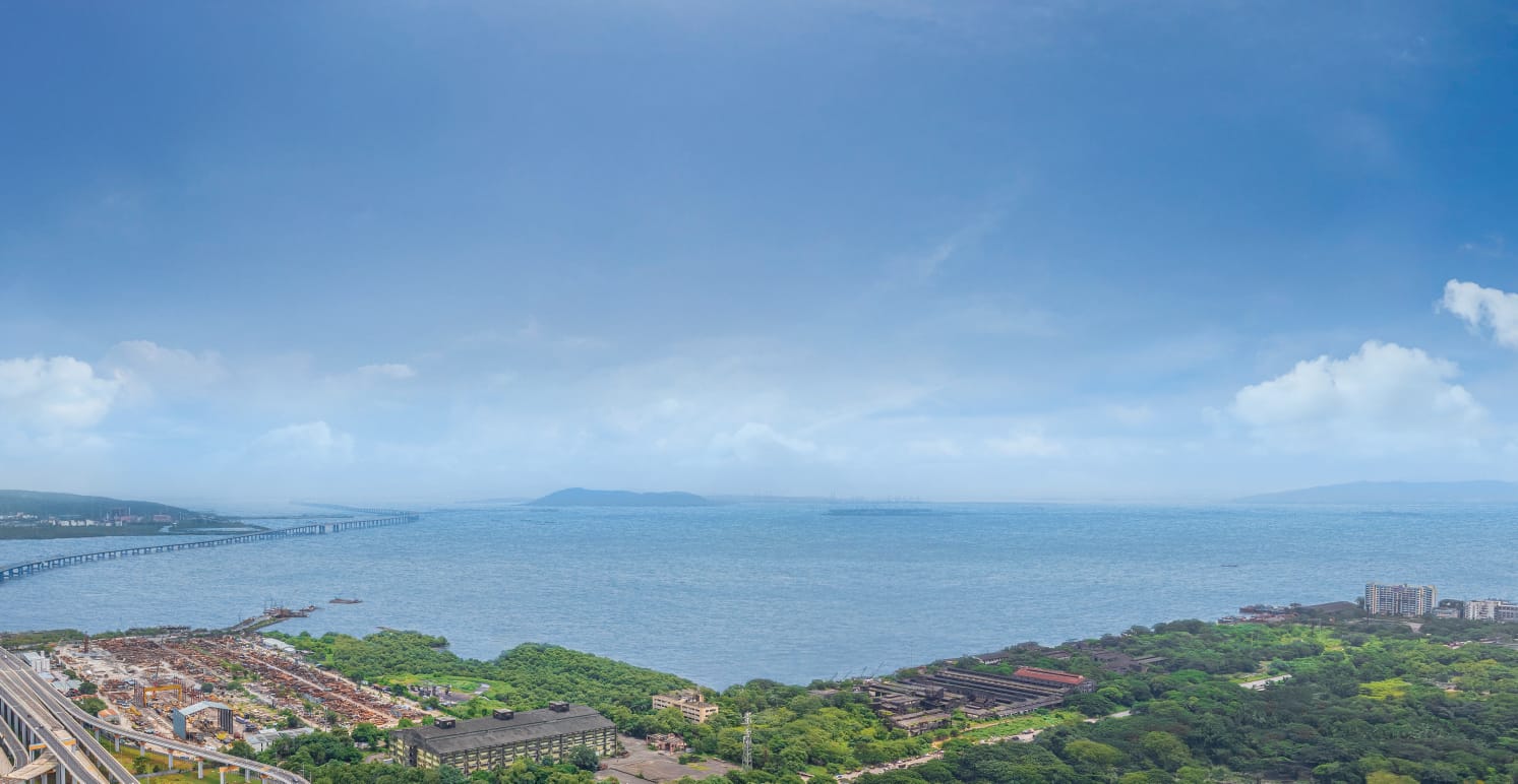 Panoramic Eastern Waterfront view from Lodha Aureus Sewri